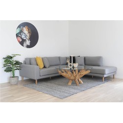 Salontafel Teakhout Ø110cm - Glazen Blad - Tafel Amazonas