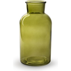 Bloemenvaas - groen/transparant glas - H20 x D10 cm - Vazen