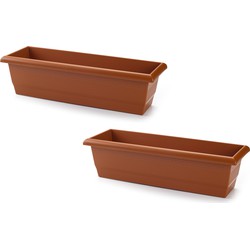 Plasticforte plantenbak - 2x - terracotta- rechthoekig - 60x20x16 cm - Plantenbakken