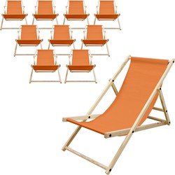 houten klapstoel 3 ligposities tot 120 kg oranje