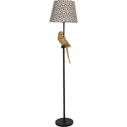 Clayre & Eef Vloerlamp  Ø 37x165 cm  Zwart Beige Kunststof Rechthoek Staande Lamp