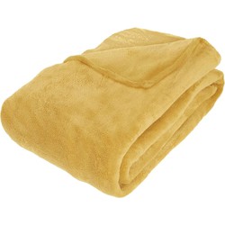 Grote Fleece deken/fleeceplaid oker geel 180 x 230 cm polyester - Plaids