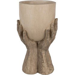 Clayre & Eef Bloempot Handen Beige Polyresin