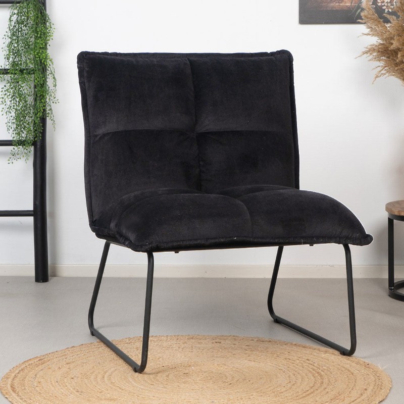 Velvet fauteuil Malaga zwart - 