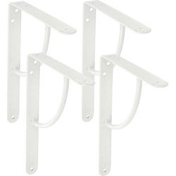AMIG Plankdrager/planksteun van metaal - 4x - gelakt wit - H200 x B150 mm - Tot 105 kg - Plankdragers