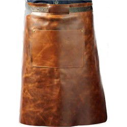 Vitello Leren Barbecue Schort met Zak 60 cm Lang Cognac