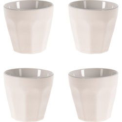 Excellent Houseware espresso/koffie kopjes - 4x - wit - porselein - 90 ml - Bekers