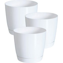 Prosperplast plantenpot - 3x - kunststof - parel wit - D18 x H17 cm - Plantenpotten