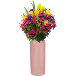 Bellatio Design Bloemenvaas - oud roze - matglas - D9 x H20 cm - Vazen