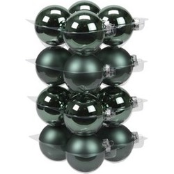 16x Glazen kerstballen mat en glans emerald groen 8 cm - Kerstbal