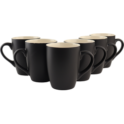 OTIX Koffiekopjes - met Oor - Set van 6 - Theekoppen - Koffietassen - 340ml - Zwart - Keramiek