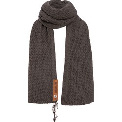 Knit Factory Luna Gebreide Sjaal Dames & Heren - Colsjaal - Omslagdoek - Taupe - 200x50 cm - Inclusief sierspeld
