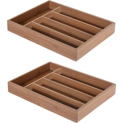 Excellent Houseware Besteklade - 2x - bamboe hout - 26 x 35 cm - Bestekbakken