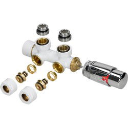 Kranenset multiblock wit hoekvorm incl. thermostaatkop LuxeBath