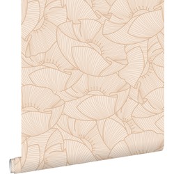 ESTAhome behang klaprozen beige - 0.53 x 10.05 m - 139705