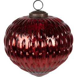 Clayre & Eef Kerstbal Ø 13x13 cm Rood Glas Kerstboomversiering