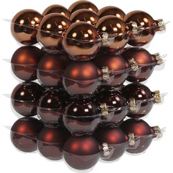 36x stuks glazen kerstballen mahonie bruin 4 cm mat/glans - Kerstbal