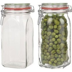 Weckpot - 2x stuks - 1500 ml - 1,5L - inmaakpot - met rubberen ring - Weckpotten