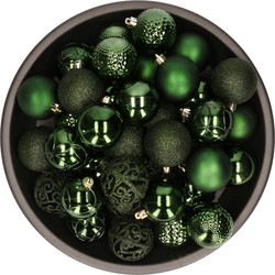 Bellatio Decorations kerstballen - 37x -donkergroen - 6 cm -kunststof - Kerstbal