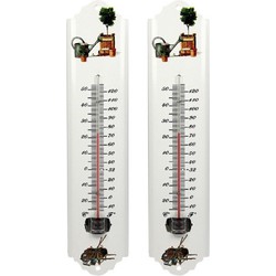 Set van 2x metalen thermometer voor buiten en binnen 30 cm - Buitenthermometers
