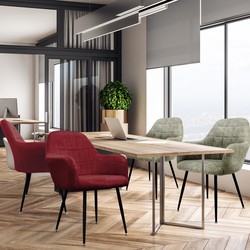 Set van 2 eetkamerstoelen, Bordeaux, met rugleuning en armleuningen