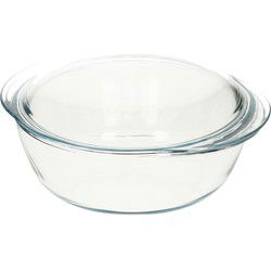 Pyrex ronde glazen ovenschaal met deksel - 3 liter - 27 x 23 x 11 cm - Ovenschalen