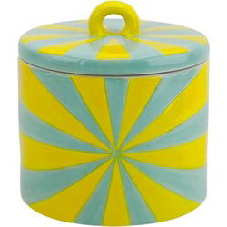 Deco Jar - Swirl - Dolomite -  Yellow/Mint - 11x11x11,5cm