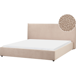 LAVAUR - Tweepersoonsbed - Taupe - 180 x 200 cm - Bouclé