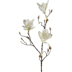 Emerald Kunstbloem Magnolia tak - 90 cm - wit/creme - Kunst zijdebloemen - Kunstbloemen