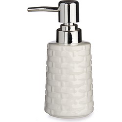 Zeeppompje/dispenser keramiek wit/zilver - 350 ml - Zeeppompjes