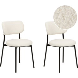 CASEY - Eetkamerstoelen set van 2 - Gebroken wit - Bouclé