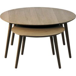 Salontafel Adda Rond Smoked Eiken Set van 2 - Giga Living