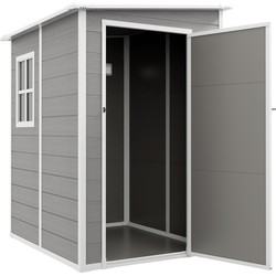 4goodz Aluminium Aanbouw Tuinschuur - 122x149x192/177 cm - Grijs/Wit