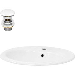 Wastafel incl. afvoergarnituur wit met overloop 57x48,5x19,5 cm wit keramiek ML design