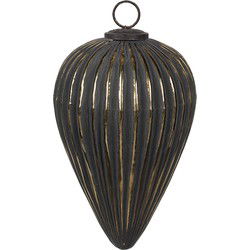 Clayre & Eef Kerstbal Ø 15x26 cm Zwart Glas Kerstboomversiering