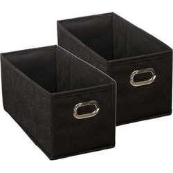 Set van 4x stuks opbergmand/kastmand 7 liter zwart linnen 31 x 15 x 15 cm - Opbergmanden