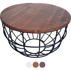 SVJ Salontafel Rond - 75 x 75 x 47 cm - Metaal - Zwart/Donkerbruin