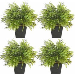 Groene kunstplanten bamboe plant in pot 25 cm set 4 stuks - Kunstplanten