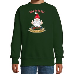 Bellatio Decorations kersttrui/sweater voor kinderen - Kado Gnoom - groen - Kerst kabouter 9-11 jaar (134/146) - kerst truien kind