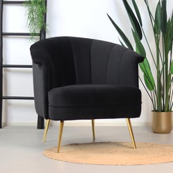 Velvet fauteuil Amy zwart