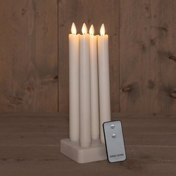 Set Of 4 Rechargeable White Wax Taper Candle 23,5 cm Moving - Anna's Collection