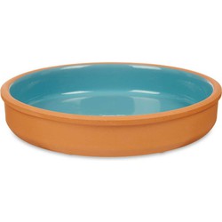 Tapas/hapjes serveren/oven schaal terracotta/blauw 23 x 4 cm - Snack en tapasschalen