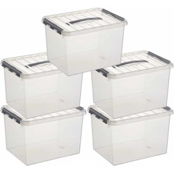 5x Kunststof opbergbak 22 liter 40 cm - Opbergbox