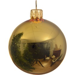 4 Glazen kerstballen glans 10 cm licht goud