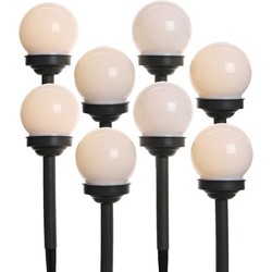 Lumineo solar prikspots - set 8x - bollen verlichting - H27 cm - warm wit - Prikspotjes