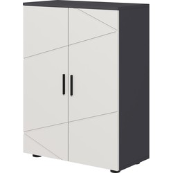 Badkamerkast halfhoog 2 deurskast 30x60x80 cm - Antracietgrijs / Wit