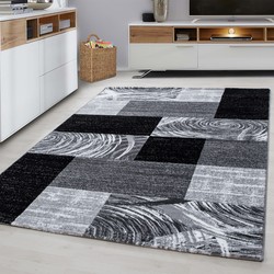 Tapijtenloods Parma Design Vloerkleed Zwart / Grijs Laagpolig- 80x150 CM