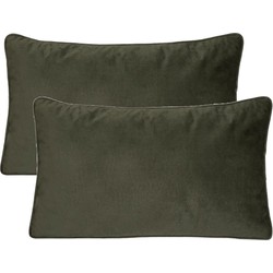Atmosphera Bank/sierkussens huiskamer Sophia - 2x - 30 x 50 cm - Olijfgroen - polyester - met rits - Sierkussens
