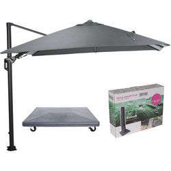 Hawaii Lumen parasol - donkergrijs doek - incl. 90 kg voet en hoes