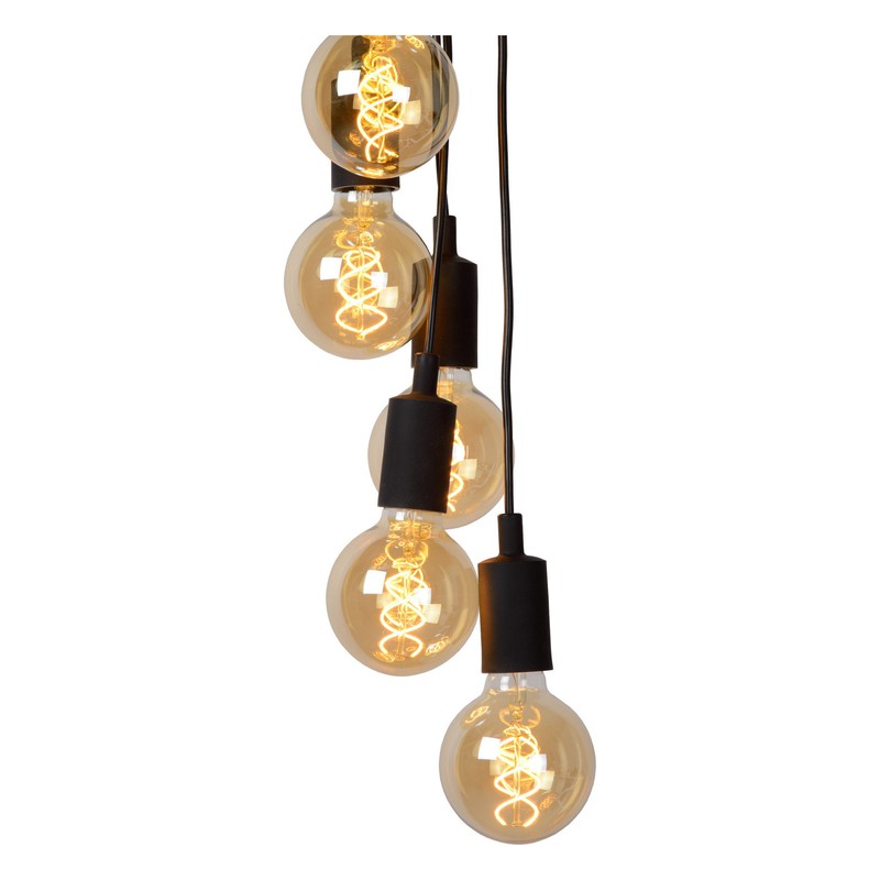 Hedendaagse hanglamp met 7 pendelende kabels E27 zwart - 